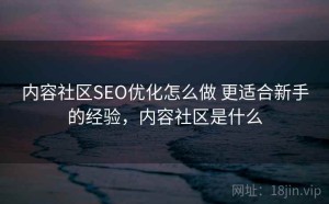 内容社区SEO优化怎么做 更适合新手的经验，内容社区是什么