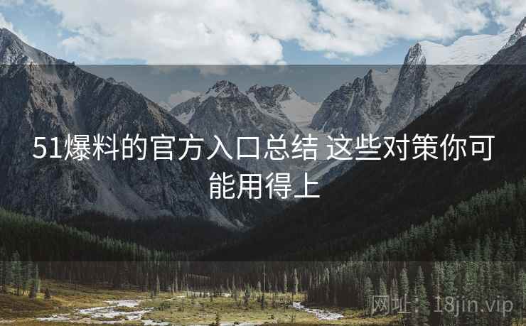 51爆料的官方入口总结 这些对策你可能用得上